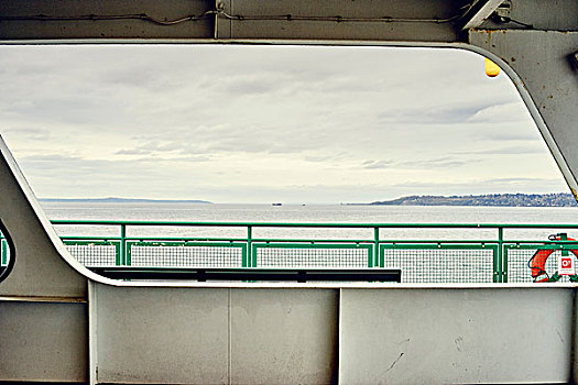 风景,普吉特湾,渡轮,窗户,西雅图,华盛顿,美国