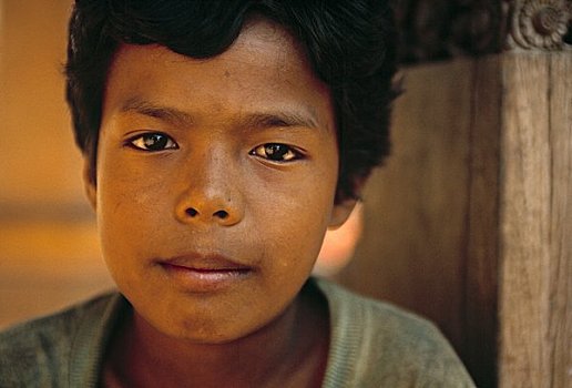 男孩,肖像,加德满都,尼泊尔