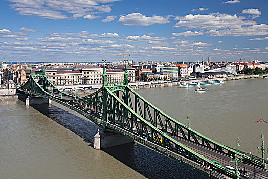 自由,桥,上方,多瑙河,布达佩斯,匈牙利,欧洲