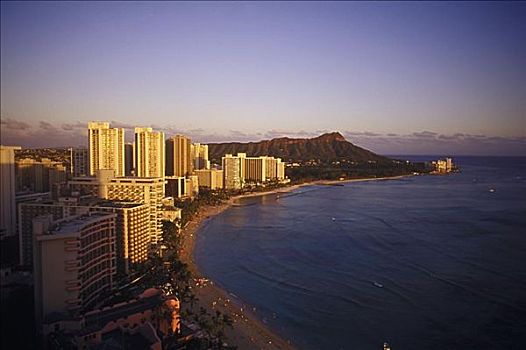俯拍,建筑,水岸,夏威夷,美国