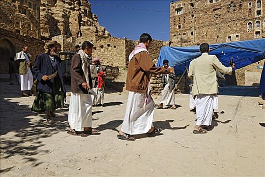 男人,跳舞,婚礼,图拉,也门,阿拉伯,中东