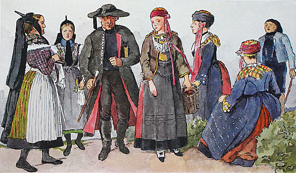 人,传统服装,时尚,衣服,德国,服饰,汉诺威,19世纪,插画,欧洲