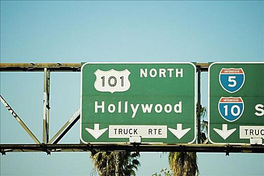 仰视,公路,标识,洛杉矶,加利福尼亚,美国