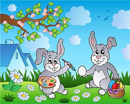 复活节兔子,主题,图像