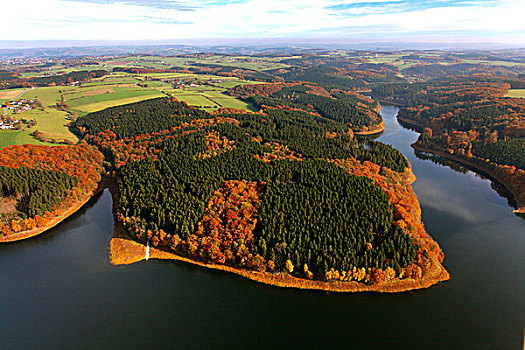 航拍,秋天,贝尔吉施地区,北莱茵威斯特伐利亚,德国,欧洲