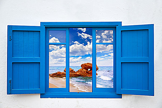 艾美利亚,风景,蓝色,窗户,莫哈卡尔,海滩,照片