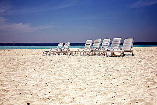 海滩,躺椅