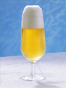 寒冷,玻璃杯,啤酒,泡沫