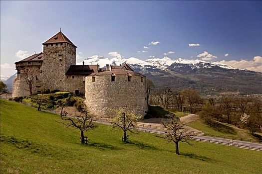 城堡,高处,瓦杜兹,阿尔卑斯山,莱茵河谷