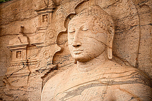 历史,石头,佛,雕塑,伽尔寺,波隆纳鲁沃,世界遗产,斯里兰卡,亚洲