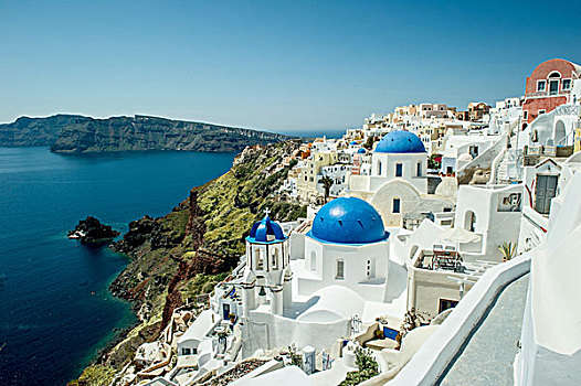 风景,屋顶,海洋,锡拉岛,希腊