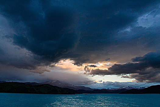 风景,拉哥裴赫湖,日出,巴塔哥尼亚,智利