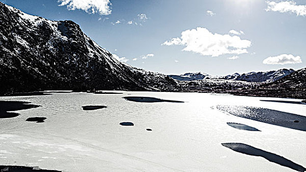 航拍,浮冰,山,罗浮敦群岛,挪威