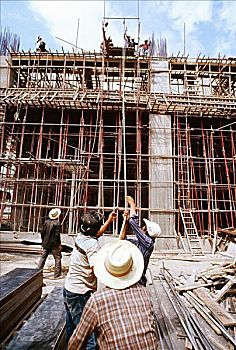 建筑工人,工作,工地,泰国