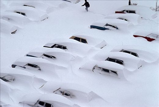 行人,走,汽车,雪中
