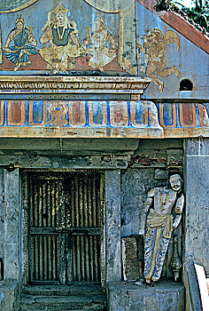 印度,泰米尔纳德邦,坦贾武尔,涂绘,庙宇