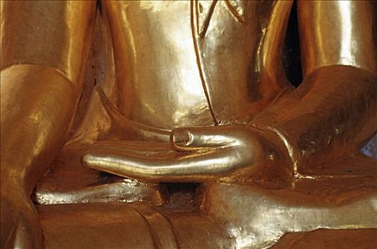 金色,佛像,手势,一瞬,蒲甘,缅甸,亚洲