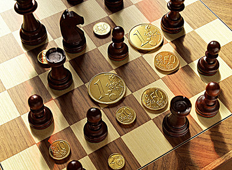 棋类游戏,欧元,金色,硬币