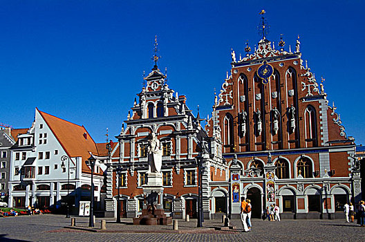 市政厅,广场,房子,老城,拉脱维亚
