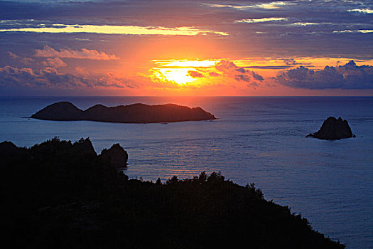 日落,岛屿