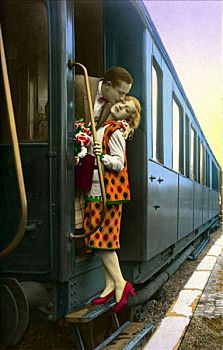 历史,照片,伴侣,道别,火车站,20年代