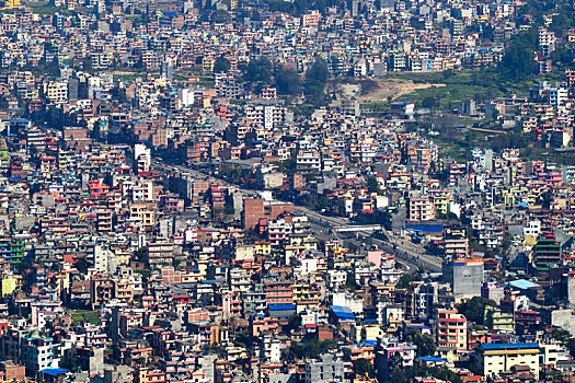 航拍尼泊尔加德满都城市风光