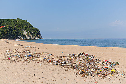 垃圾,漂浮物,漂流物,海滩,黑海,省,区域,土耳其,亚洲