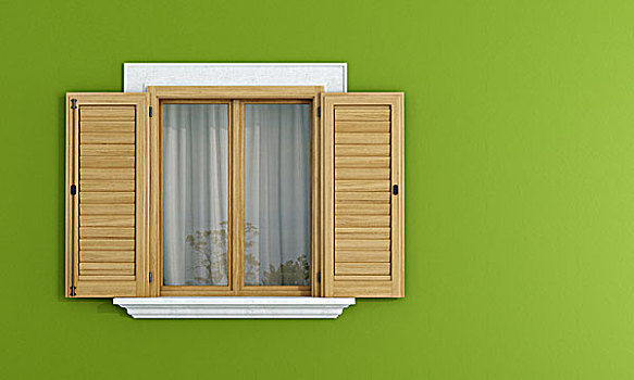 木质,窗户,绿色,墙壁