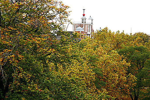景色,格林威治公园,老,皇家,观测,格林威治,伦敦,英国