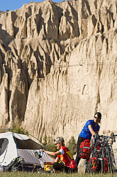 自行车,旅游,营地,山谷,蒙大拿