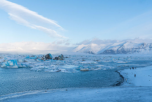 冬季冰岛冰河湖自然风景