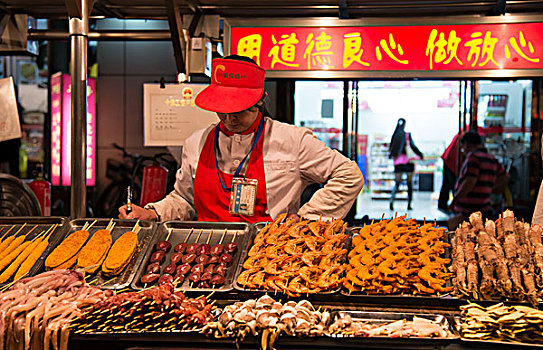 夜市,销售,异域风情,食物,北京,中国,亚洲