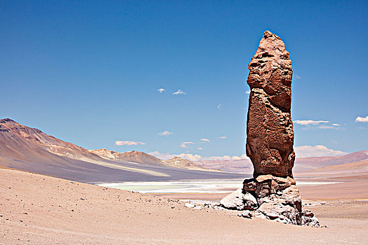 独块巨石,石头,东北方,盐湖,背景,火山口