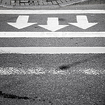 白色,箭头,线条,暗色,灰色,沥青,道路,人行横道,路标