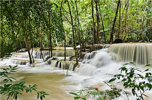 漂亮,瀑布,热带雨林,泰国