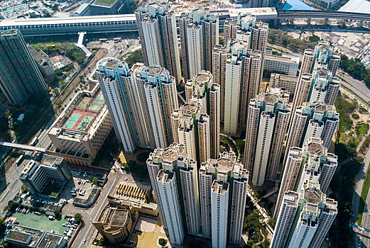 俯视,住宅建筑,香港