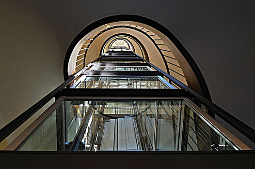 螺旋楼梯,电梯,慕尼黑,巴伐利亚,德国,欧洲