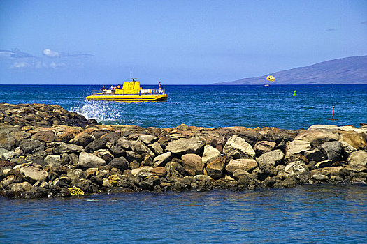 夏威夷,毛伊岛,黄色,潜水艇