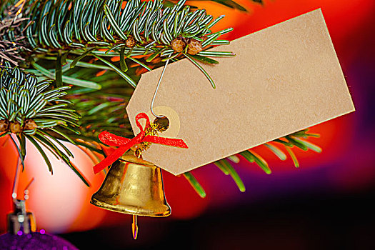 圣诞节,问候,铃,悬挂,树