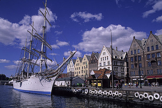 挪威,卑尔根,地区,高桅横帆船
