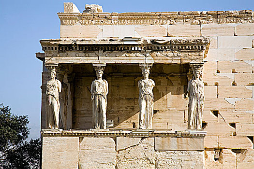 雅典卫城,雅典,伊瑞克提翁神庙,门廊,女像柱,南方