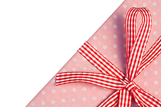 粉色,礼品包装,礼物,格子布,丝带,白色背景,背景
