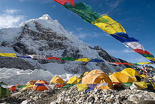 尼泊尔,珠穆朗玛峰,帐篷,登山,散开,昆布,冰河,露营