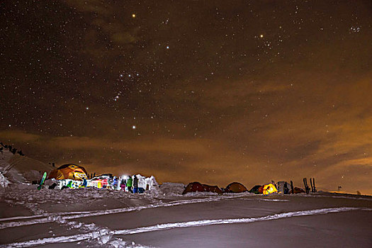 露营,帐篷,冬天,夜晚,星空