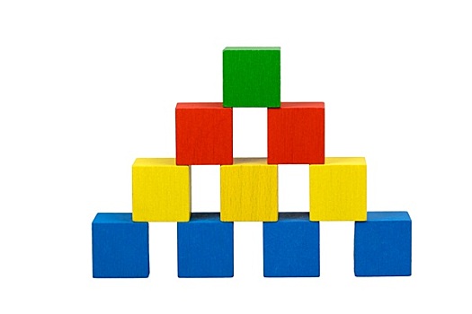 金字塔,木质,彩色,立方体