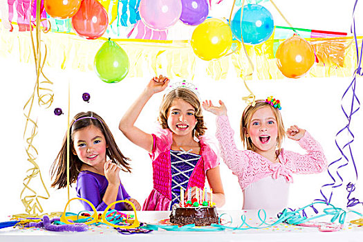 孩子,儿童,生日派对,跳舞,高兴,笑,蜿蜒,花环