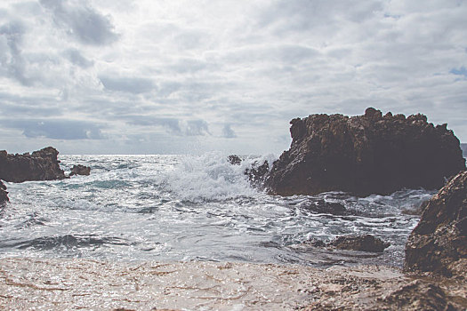 波浪,海岸,马略卡岛