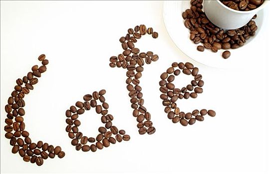 文字,咖啡,咖啡豆