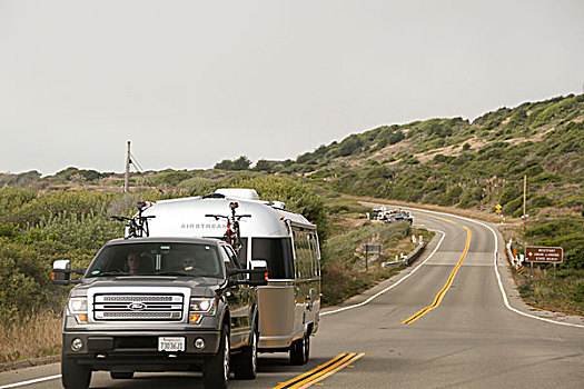 卡车,气流,拖车,1号公路,门多西诺角,加利福尼亚,美国