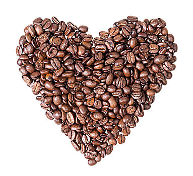 心形,咖啡豆,隔绝,白色背景
